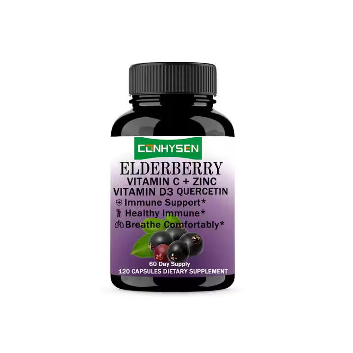 کپسول های Elderberry با ویتامین C D3 زینک Quercetin برای حمایت ایمنی بزرگسالان