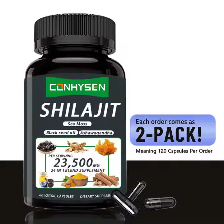 کپسول های شیلاجیت هیمالایی فولویک اسید مواد معدنی سمندری موس اسید طبیعی مخلوط انرژی را بهبود می بخشد