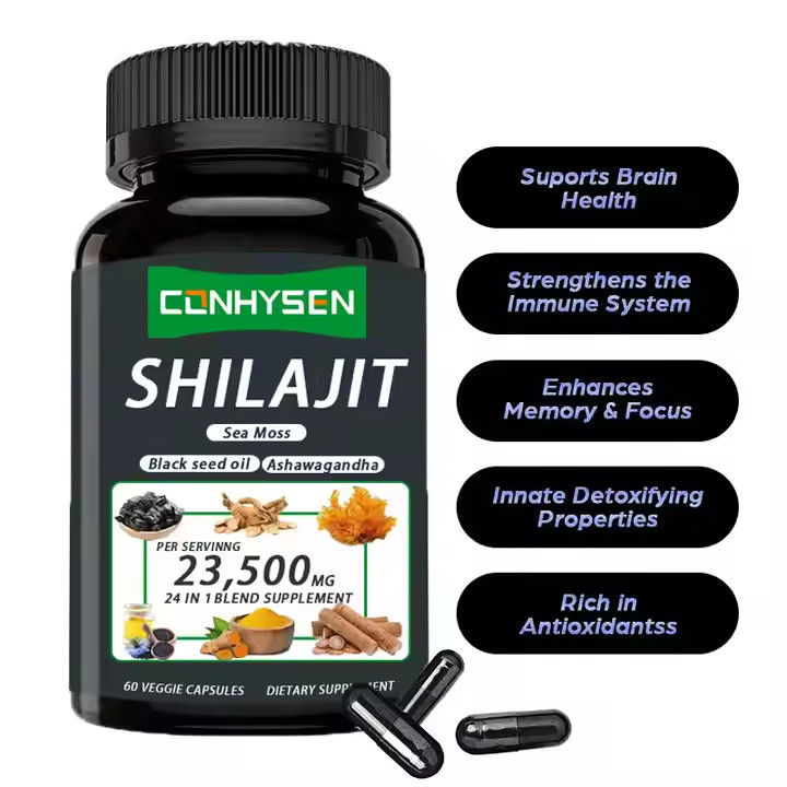 کپسول های شیلاجیت هیمالایی فولویک اسید مواد معدنی سمندری موس اسید طبیعی مخلوط انرژی را بهبود می بخشد