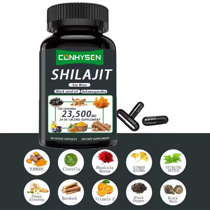 کپسول های شیلاجیت هیمالایی فولویک اسید مواد معدنی سمندری موس اسید طبیعی مخلوط انرژی را بهبود می بخشد