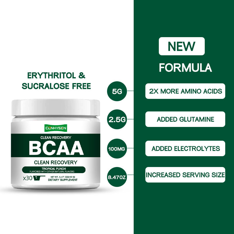 پودر BCAA ریکاوری تمیز با برچسب خصوصی، 9 اسید آمینه ضروری، کاهش درد و استرس