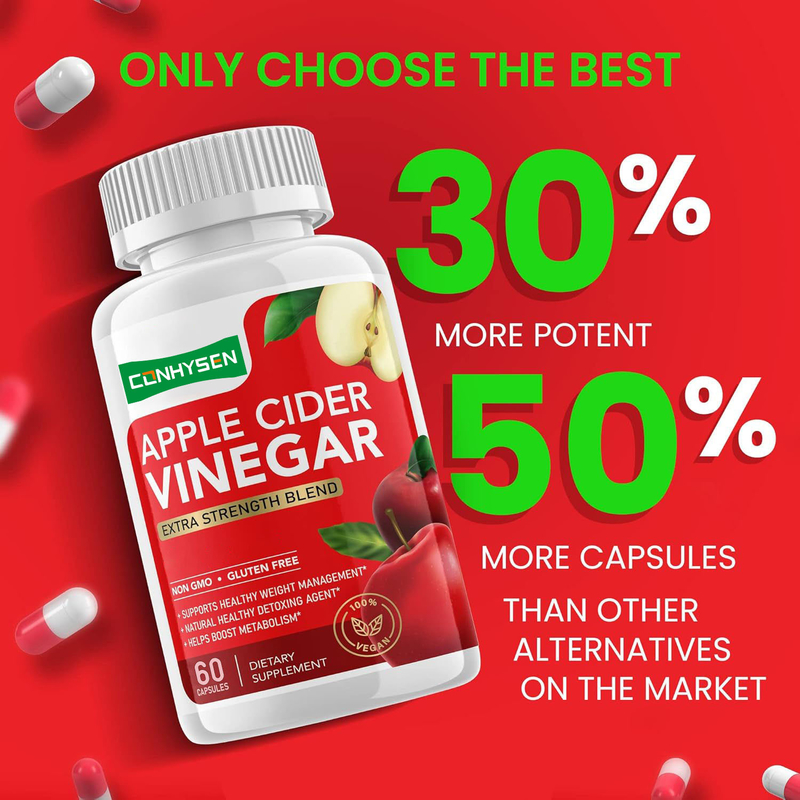 کپسول سرکه سیب با برچسب خصوصی OEM Biochealth با مادر، قرص های ACV ارگانیک، مکمل پاکسازی و سم زدایی لاغری