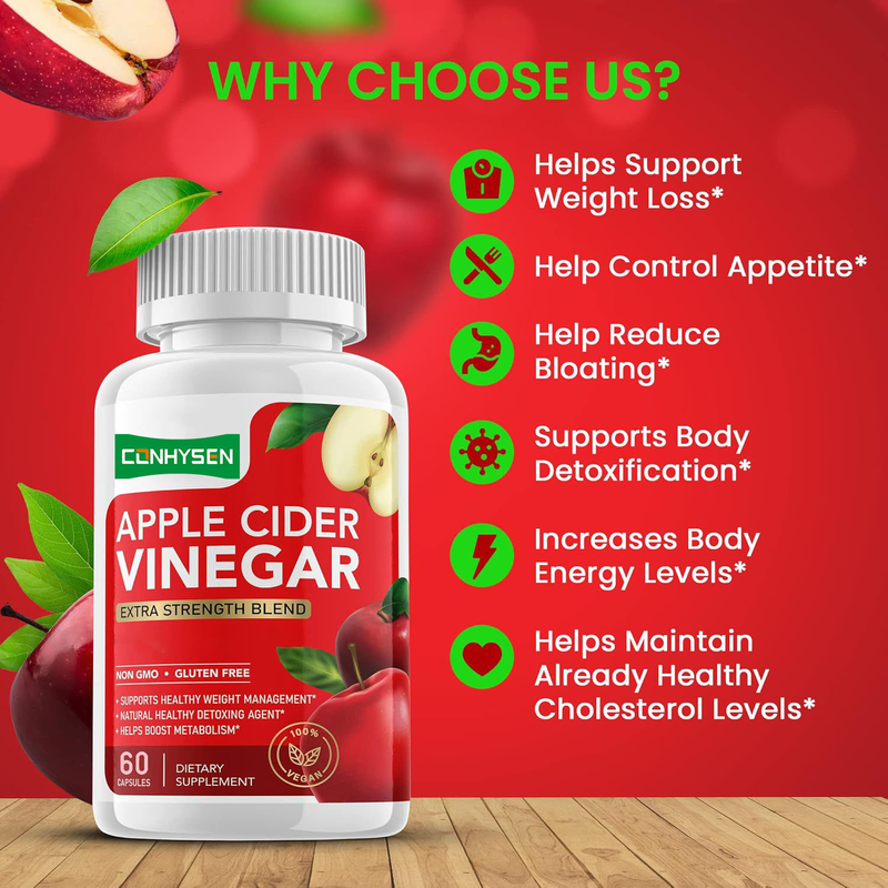 کپسول سرکه سیب با برچسب خصوصی OEM Biochealth با مادر، قرص های ACV ارگانیک، مکمل پاکسازی و سم زدایی لاغری