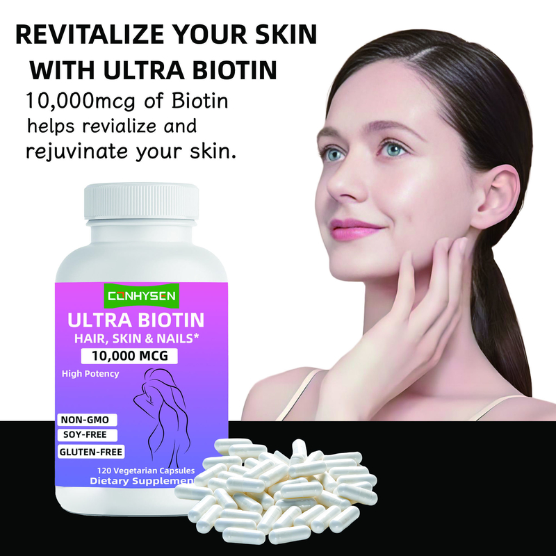 کپسول‌های سفارشی با نام تجاری Ultra Biotin Non GMO، مکمل زیبایی برای مو، پوست و ناخن