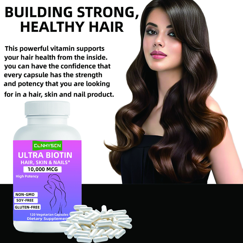 کپسول‌های سفارشی با نام تجاری Ultra Biotin Non GMO، مکمل زیبایی برای مو، پوست و ناخن