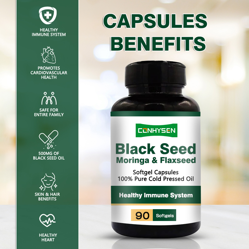 روغن دانه سیاه Softgels 1000mg برای سلامت پوست مو 24 ماه