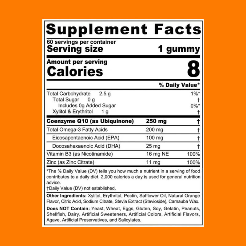 Vigo-COQ10-250mg آدامس های پر شده با ویتامین B3 و ویتامین B3 و مکمل های زنک Coenzyme Q10 برای سلامت قلب انرژی سلولی