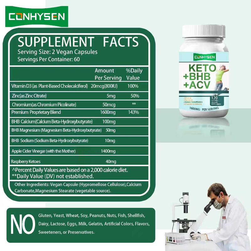 کپسول مکمل فیبر غذایی کتو ACV BHB برچسب خصوصی کپسول کتو Bhb مکمل های کاهش وزن کپسول رژیم غذایی