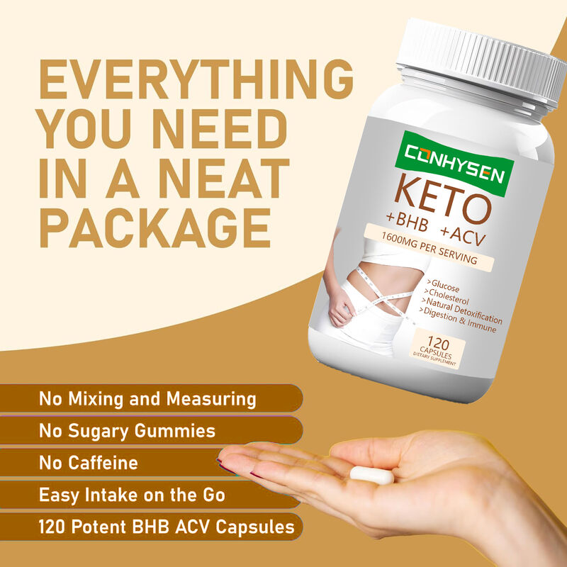 کپسول کتو+ACV+BHB با برچسب خصوصی با BHB و سرکه سیب برای کنترل وزن، افزایش انرژی، تمرکز و چربی سوزی