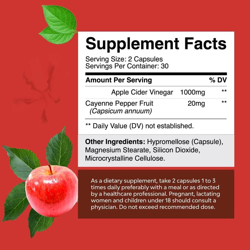 OEM Private Label Weight Control Healthcare Dietary Supplement for Women & Men Apple Cider Vinegar Complex Capsules
